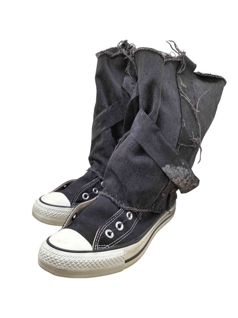 コンバース CONVERSE ×JUN OKAMOTO ALL STAR オールスター コラボ 星 ラメ レース ダメージ フリンジ リメイク ニーハイ ドッキング スニーカー ブーツ レディース CONVERSE:4 1/2